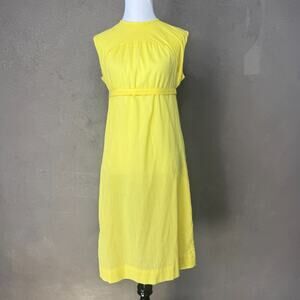 Vintage Kenny Classics Yellow Crinkle Empire Dress Sz 12